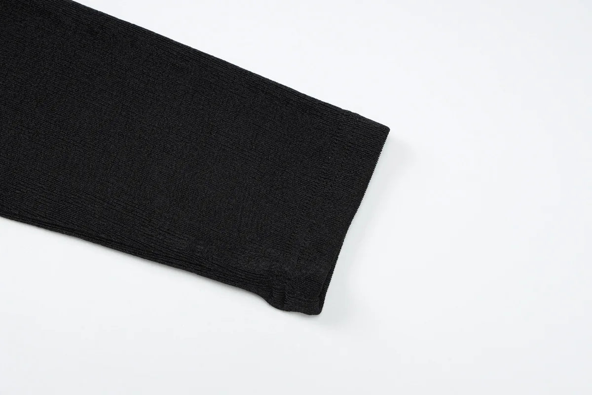 Cryptographic Autumn Casual Basic Asymmetrical Top Women Elegant Solid Long Sleeve Pullovers Black Top Y2K Slim Vintage Clothes.