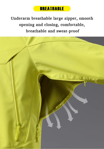 JNLN Men Women Waterproof Soft Shell Jacket Windproof Warm Fleece Rain Coat Unisex Hiking Climbing Trekking Outdoor Windbreaker.