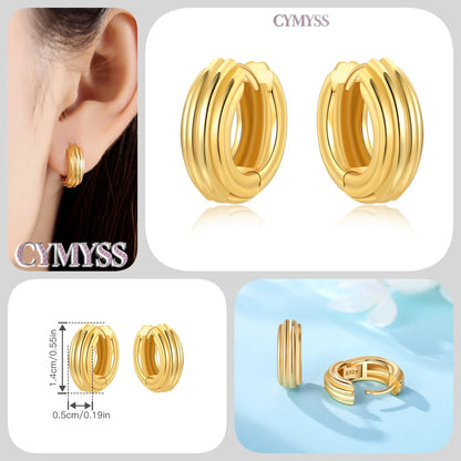 Original 2025 S925 Sterling Silver Zircon 18K Gold Lining Vintage Hoop Earrings for Women Birthday Party Wedding Gift Jewellery.