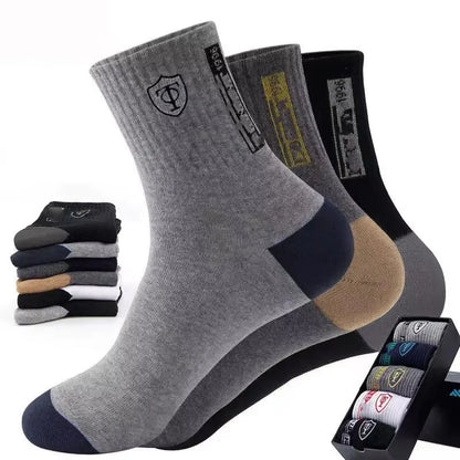5Pairs Breathable Cotton Sports Stockings Men Bamboo Fiber Autumn and Winter Men Socks Sweat Absorption Deodorant Business Sox.