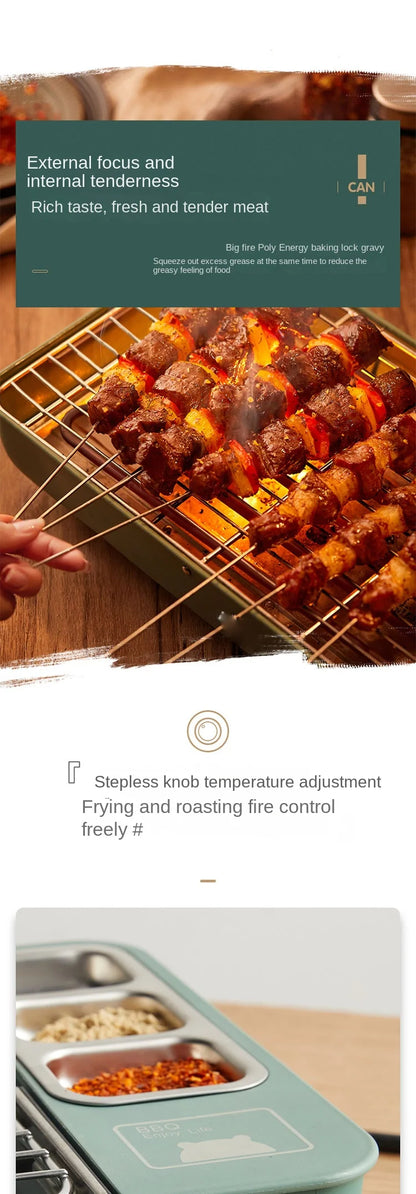 Household 220v Electric Oven Household Self-service Barbecue Oven Barbecue Mutton Kebabs Korean Small Multi- Function Indoor La.