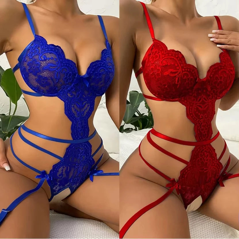 Ultra-Hot Sexy Lingerie for Women: Seductive Lace Open Bra Set, Alluring Ruffle Transparent Underwear & Provocative Erotic Bodys.
