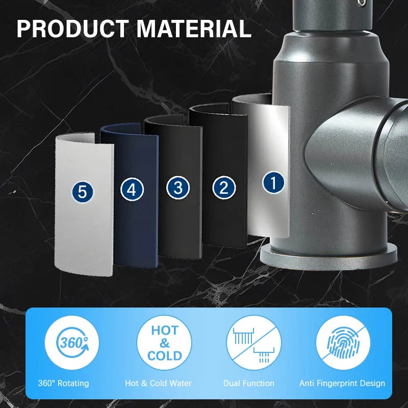 Basin Faucet 360° Rotate Bathroom Sink Mixer Cold Hot Tap Height Adjusted Multi Function Nozzle