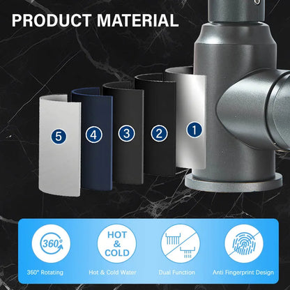 Basin Faucet 360° Rotate Bathroom Sink Mixer Cold Hot Tap Height Adjusted Multi Function Nozzle