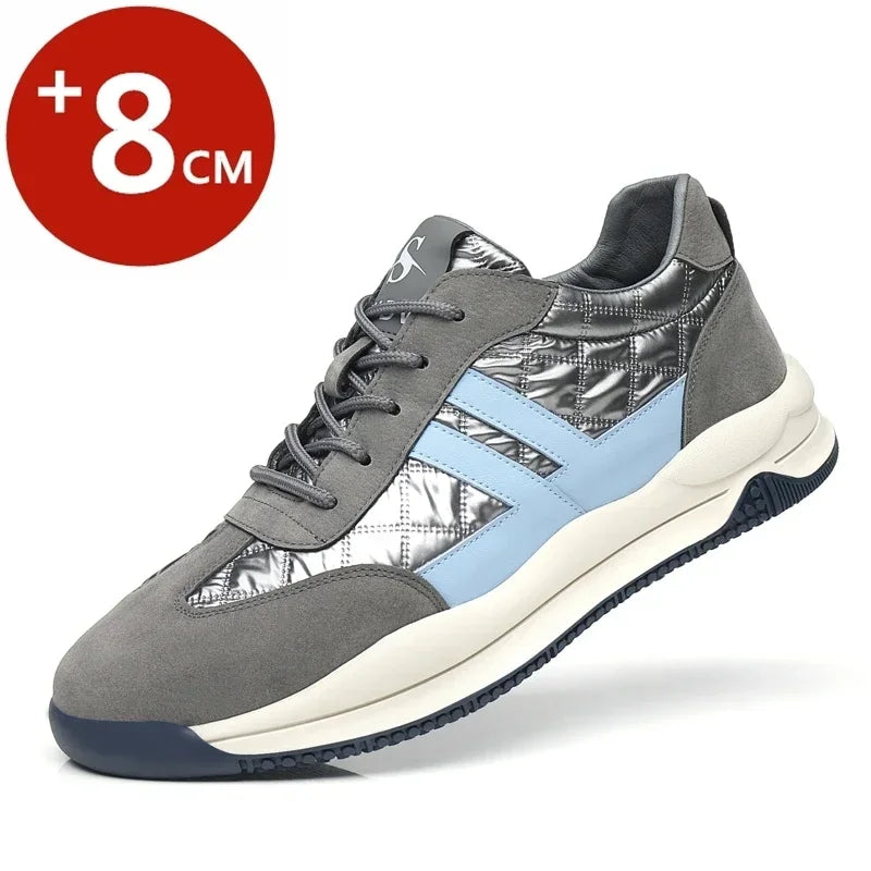Genuine Leather Lift Sneakers Men Height Increase Insoles 6/8cm High Quality Elevator Shoes Comfortable Breathable Casual Sports