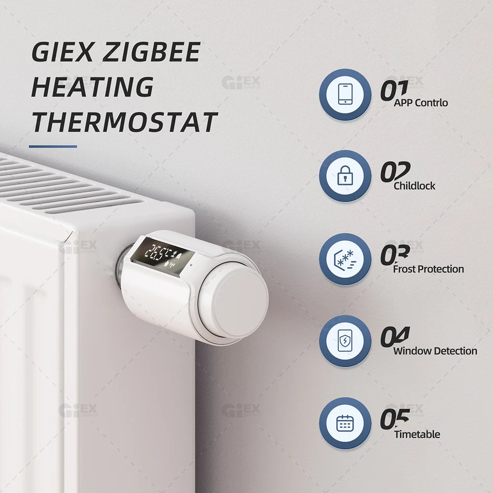 WIFI & Zigbee Thermostatic Radiator Valve Smart Radiator Actuator TRV Temperature Controller Voice Control via Tuya Zigbee2MQTT.