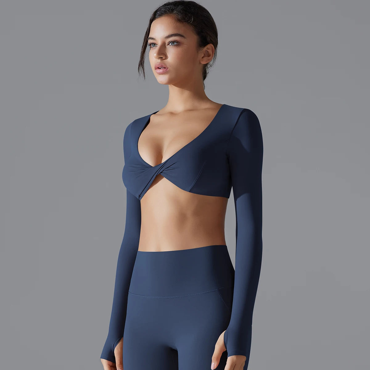 Yoga Long Sleeve Slim Sexy Breathable Quick Drying Sport Brassiere Gym Push Up Shockproof High Intensity Pilates Clothes Women.