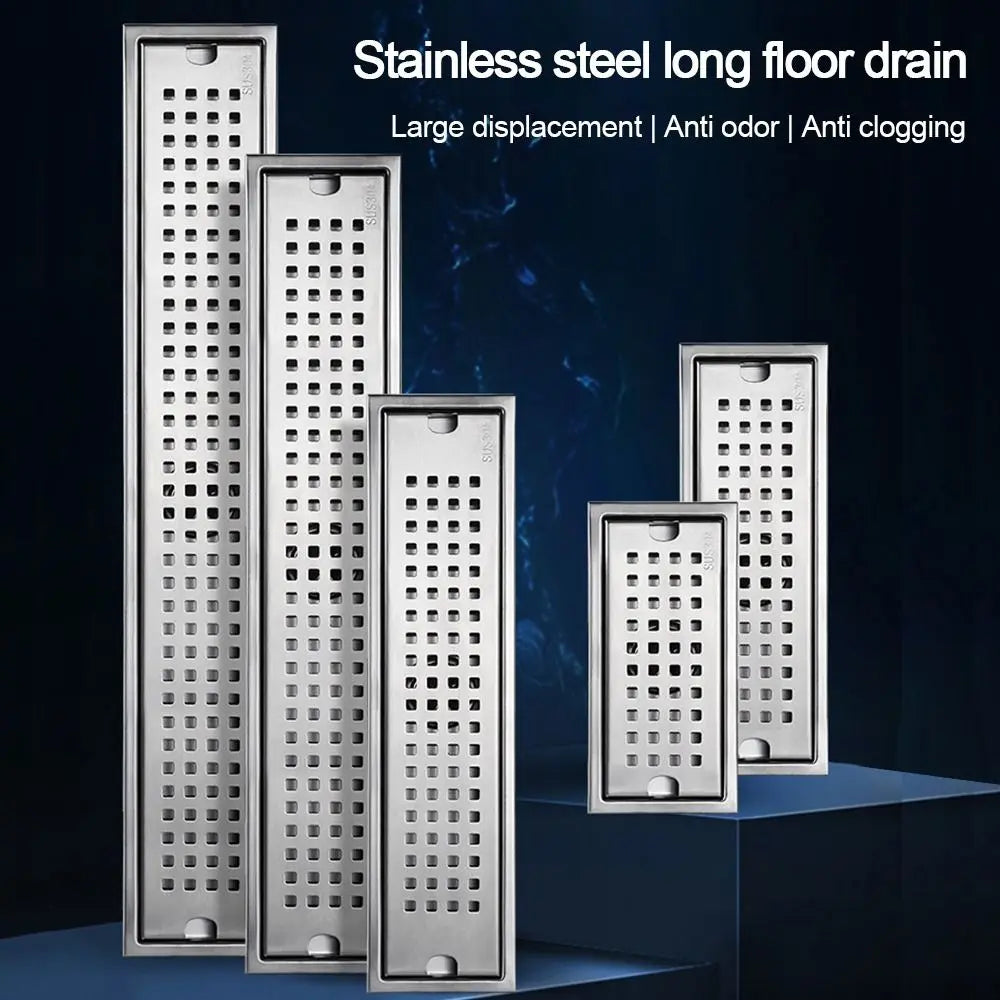Mit Siebabdeckung, Duschbodenablauf, rechteckige Form, Edelstahl, Badezimmer-Waschbecken-Sieb, abnehmbar, geruchshemmend