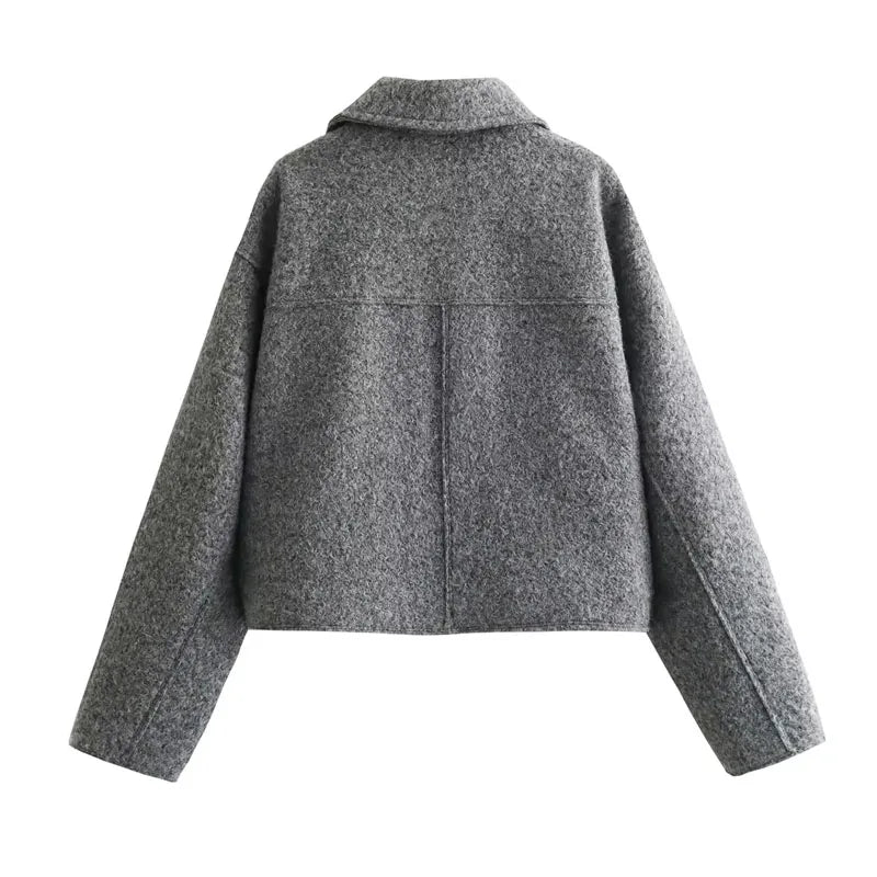 MUJER Kurze Tweed-Jacken für Damen, Herbst-Winter-Kurzmanteljacke, Damen-Reißverschluss-Crop-Jacke für die Halbsaison, Damen, neu in Oberbekleidung.