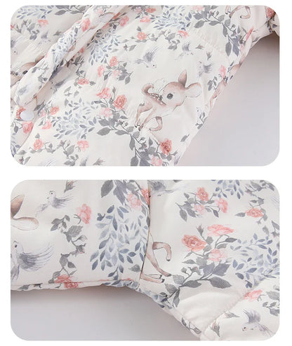 Body für Neugeborene und Mädchen, verdickter, wasserdichter, bedruckter Schneeanzug, 0–24 Monate, Kleinkind-Jungen-Overall mit Kapuze, warmes Winter-Einteiler-Outfit.