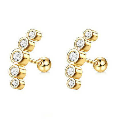 2Pcs 16G Stainless Steel Screw Back Stud Earrings for Women,Cubic Zerconia Cartilage Conch Helix Ear Piercing Jewelry.