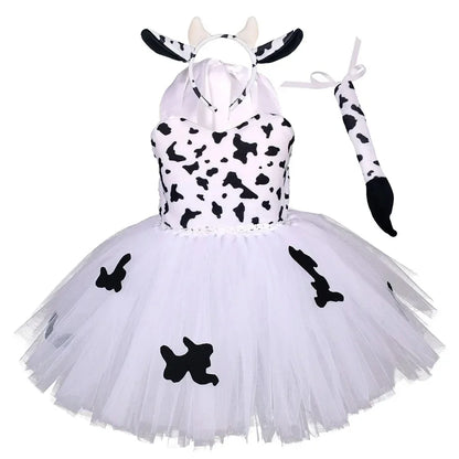 Halloween Tier Cosplay Kostüm für Kinder Wald Thema Kühe Tiger Giraffe Leopard Zebra Tutu Kleider Performance Tanz Sets