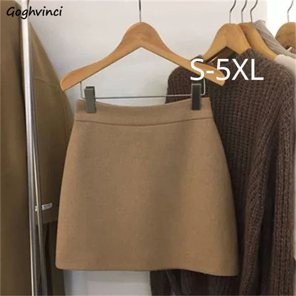 Skirts Women Simple 5XL Korean Fashion High Waist Ladies All-match Elegant Streetwear Button Y2k Skirt A-line Harajuku Chic Ins.