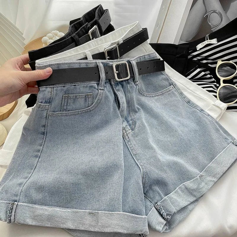 Women Summer Midi Shorts Skirt Hip Zipper Button Pockets Vintage Casual Elegant Party Fashion Casual Denim.