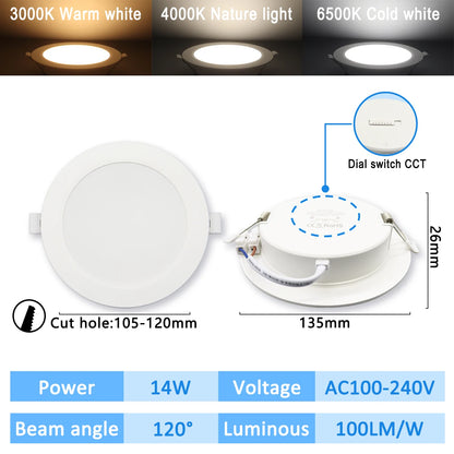 10 stücke CCT Spot Downlight Einbau LED Decke Licht 3 Farbe Eingestellt AC100-240V Zifferblatt Schalter 3000 K/4000 K/6500 K Innen Beleuchtung