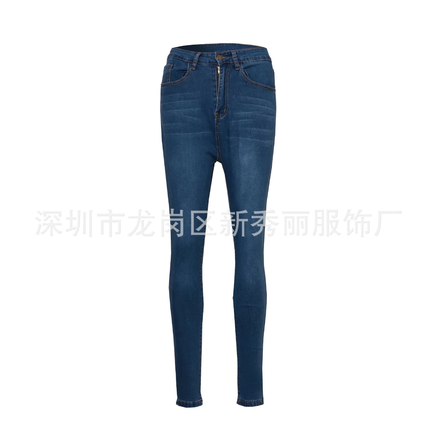 Women High Waist Stretch Hip Lift Denim Skinny Pants Jeans Full Length Sexy Slim Bleachded Solid Color Pants.