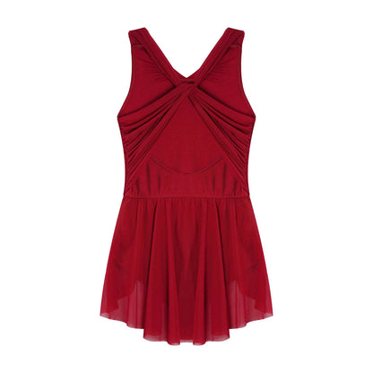 Kinder Mädchen Ärmellose Ausschnitt Strass Eiskunstlauf Trikot Kleid Lyrical Dance Gymnastik Akrobatik Leistung Kostüm