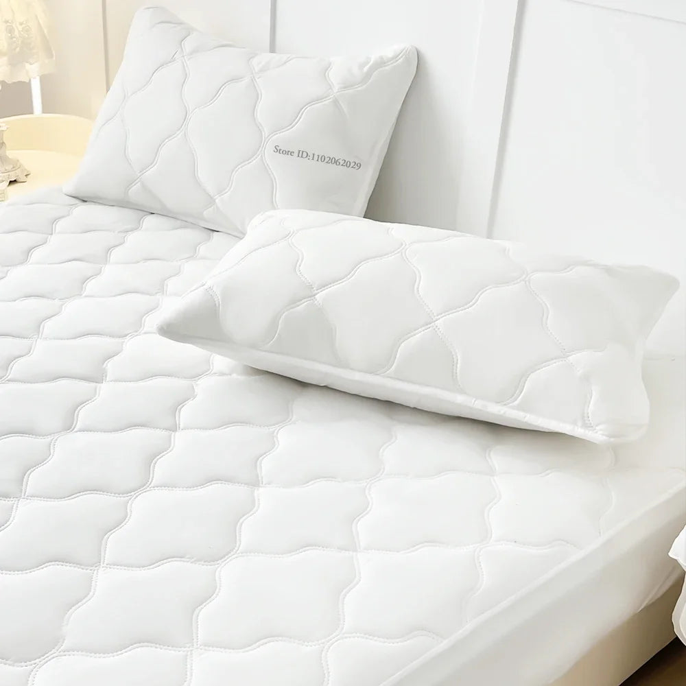 Waterproof Fitted Bed Sheets, Mattress Pads Soft Microfiber Breathable Bedspreads Cover Protector for Single/Double/King/Queen