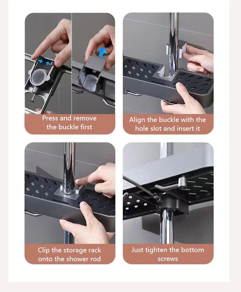 Haushalt Lift Ständer Dusche Rack Dusche Gel Lagerung Rack Badezimmer Perforation-Freies Dusche Stange Tablett