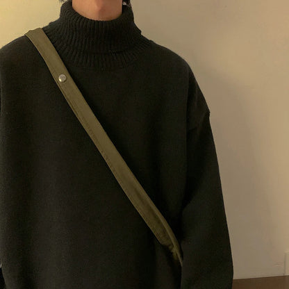 Turtleneck Men's Sweater Autumn 2025 New Knitted High Neck Pullover Streetwear Comfortable Fitness Tops Clothing Knitwear.