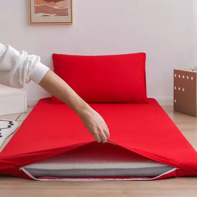 WASART 360° fully enclosed with zipper mattress protector cover couple/student single double bed sheet protection pad king size.