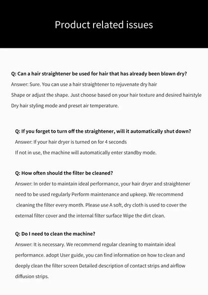 2 IN 1 Professional Hair Straightener & Hair Dryer Styling Tool Heat-Up Hair Flat Iron Negative Ion Iron Long-Lasting airstrait.