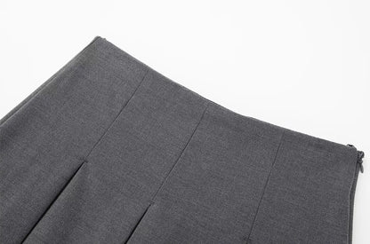 Women Fashion With Pleated Shorts Skirts Vintage High Waist Side Zipper Female Skort Mujer.