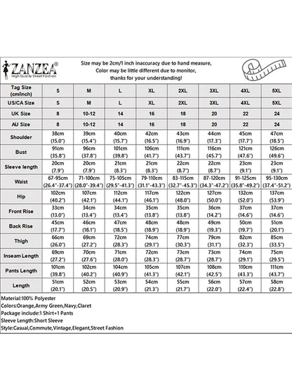 ZANZEA Fashion 2 Piece Sets Woman Elegant V-Neck Short Sleeve Shirts Wide Leg Pants 2pcs Suits Office Lady Commuting Pant Sets.