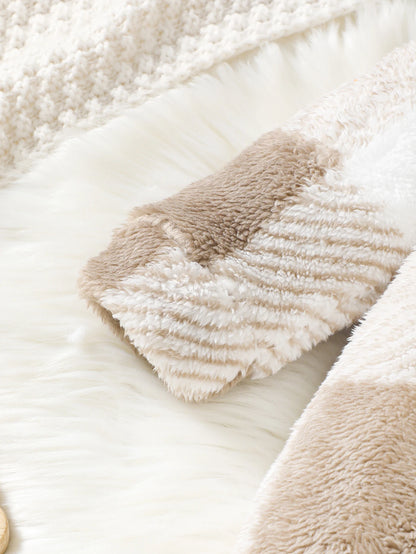 Baby-Strampler für Jungen und Mädchen, kariert, mit Kapuze, langärmelig, Plüsch-Overall, Winter, warmer Body, Kleidung für Kleinkinder im Alter von 3–24 Monaten.