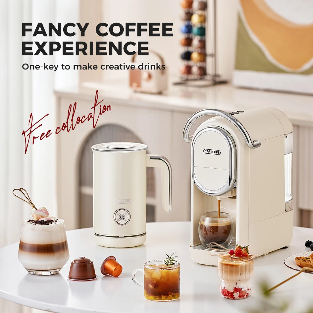 Cafelffe 4in1 Electric Milk Frother Frothing Foamer Chocolate Mixer Cold/Hot Latte Cappuccino Automatic foam milk heater Warmer.