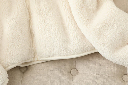 Damen-Fleecemantel, Winter, warm, verdickte Jacke, beidseitig zu tragen, doppelseitige Samt-Korallen-Fleece-Mäntel, Polar-Fleece-Jacken.