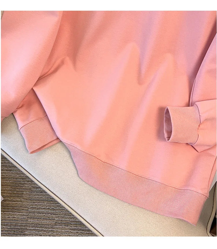 170kg plus size Damen büste Herbst lose Rundhals-Kaninchen-Sweatshirt Langarm lässig Top 6xl 7xl 8xl 9xl 10xl 11xl