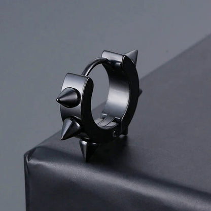 1 /11 Pairs Punk Stainless Steel Stud Earrings Black Earrings Set For Men Women Vintage Hip Hop Piercing Ear Jewelry Accessories.