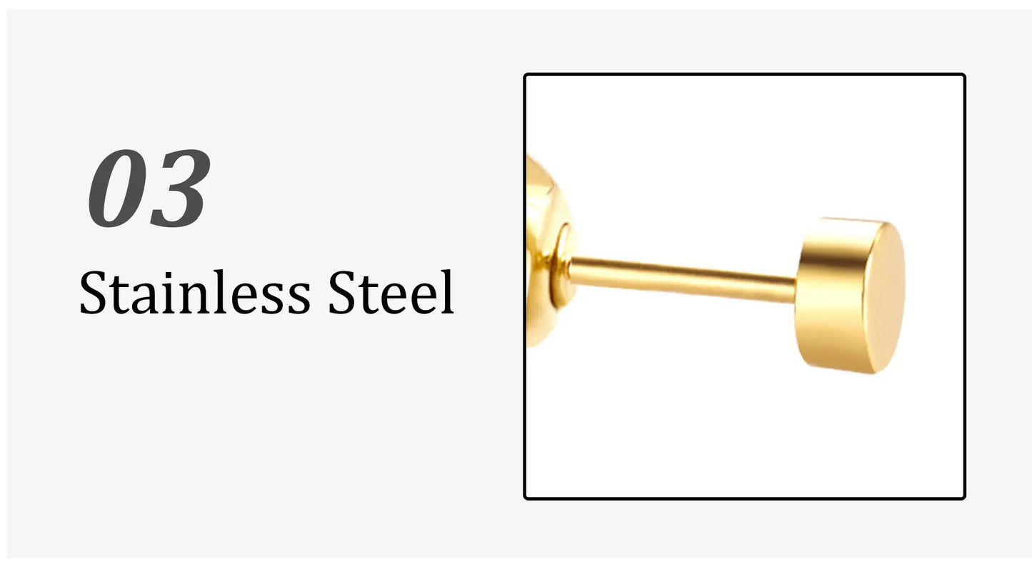 LUXUSTEEL 1Pairs/2Pcs Stainless Steel Crystal Studs Earrings For Women Men 4 Prong Tragus Round Clear Cubic Zirconia Ear Jewelry.