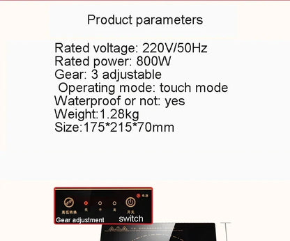 Mini Electric Magnetic Induction Cooker Wire control Embedded Hotpot Hob Burner Waterproof hot pot Tea Boiler Stove Cooktop 800W.