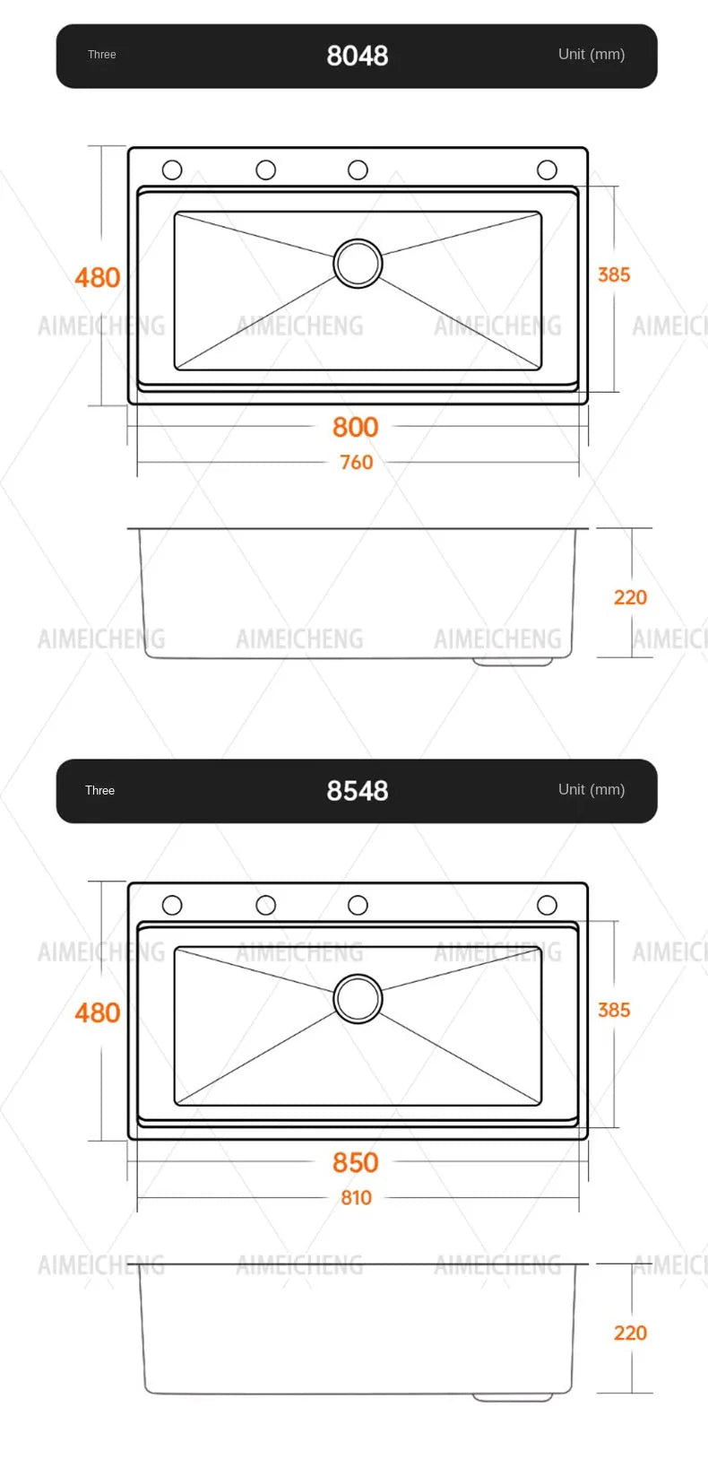 Original-Finish, spülmaschinenkompatibles SUS304-Edelstahl-Küchenspüle mit großer Einzelschüssel und Unterbau
