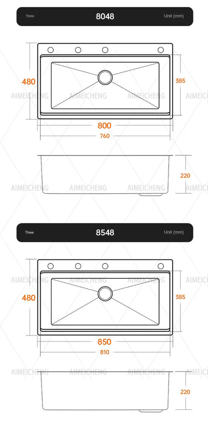 Original-Finish, spülmaschinenkompatibles SUS304-Edelstahl-Küchenspüle mit großer Einzelschüssel und Unterbau