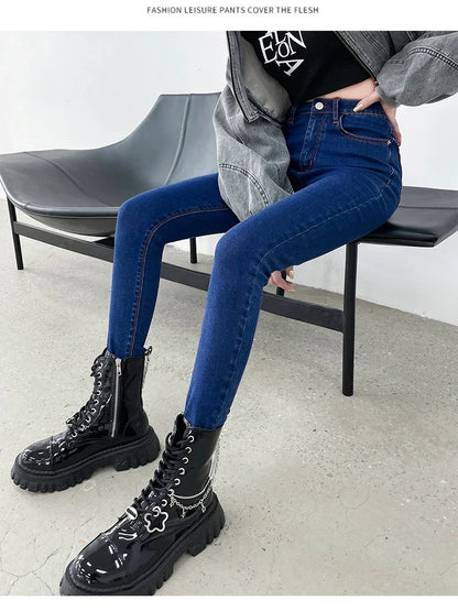 Spring and Summer Women's Casual Office Tight Solid Color Jeans Stretch Sexy Fashionable Classic Slim Fit Denim Pants Female.