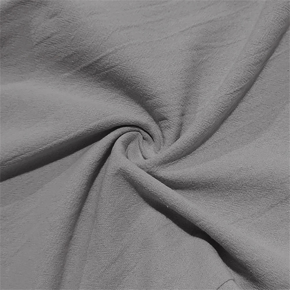 Autumn New Men's Cotton Pants Solid Color Button Drawstring Design Casual Loose Fit Cozy Trousers Simple Style Long Pants