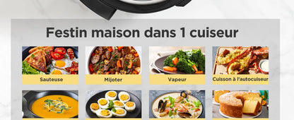 Midea Quick Electric pressure cooker 9-in-1 12 Predefined Programs Instant Stainless Steel Multicooker, Anti-stick Pot, 6L, Black.