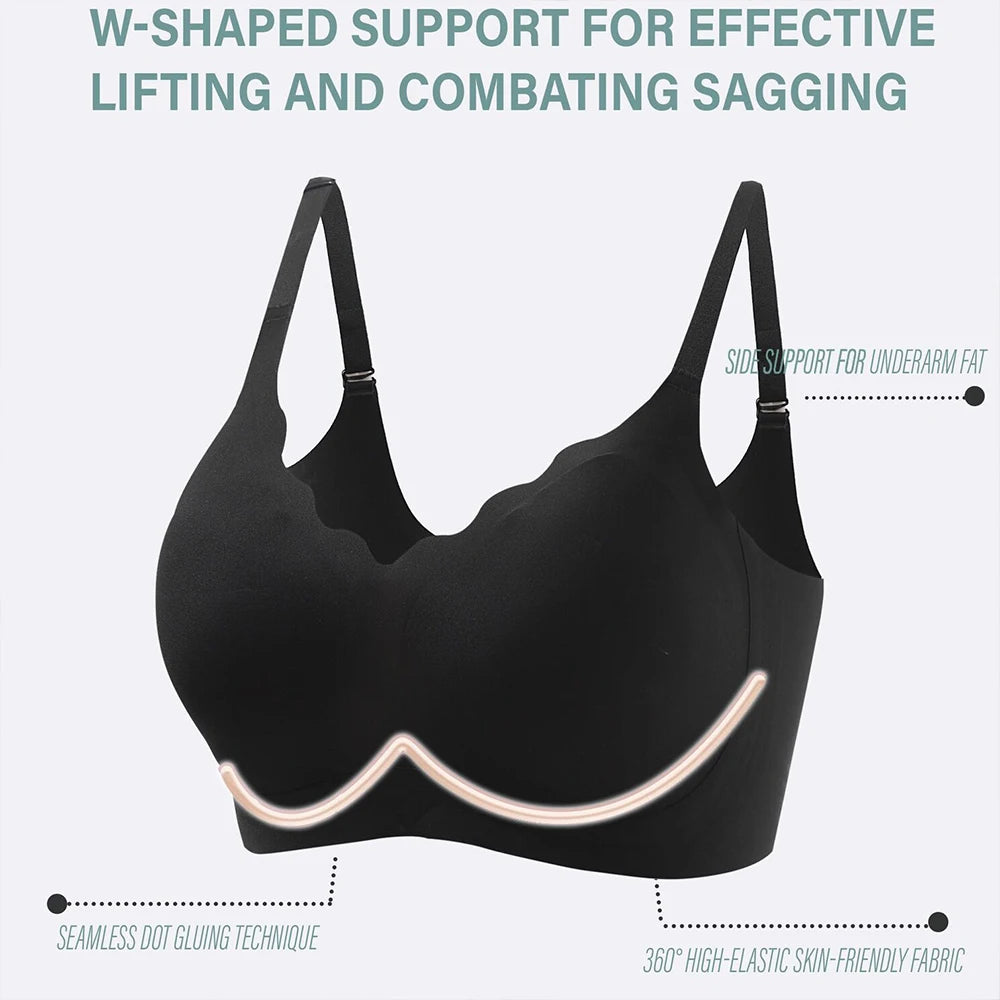 Comfortable Seamless Full Coverage Bra For Women Plus Size Wireless Bras Hide Back Fat T-Shirt Bra Push Up Everyday Bra.
