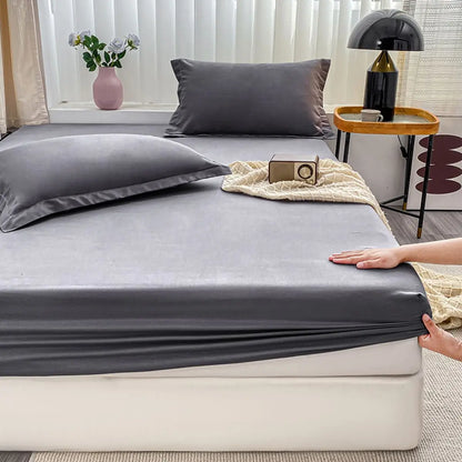 1PC solid color bed cap anti-slip protective cover dust covered sheet.