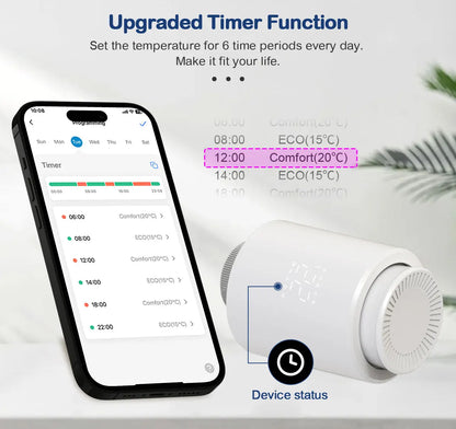 Smart Thermostat TRV Radiator Valve Zigbee/WiFi Tuya Actuator Head Remote Temperature Controller Voice Control Alexa Google Home.