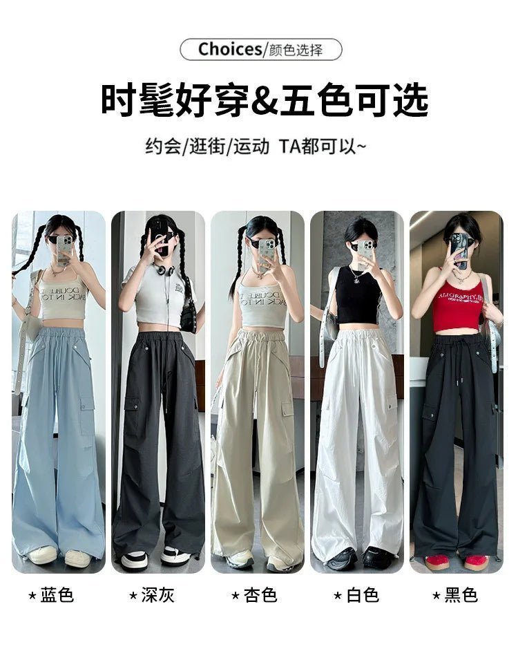 Amerikanischer Fallschirm mit niedriger Taille für Damen im Frühling und Herbst 2022, neue Bergsteiger-Jogginghose mit weitem Bein, schlanke Sport-Arbeitshose.