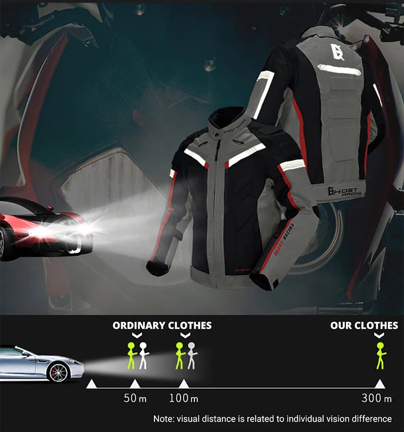 GHOST RACING Motorcycle Racing Jacket Man Waterproof Dirt Bike Pants Set With Protection Racing Suit Motocross Jacket Motor Suit.