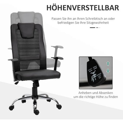 Vinsetto Bürostuhl Drehstuhl höhenverstellbar Chefsessel Schreibtischstuhl ergonomisch PU schwarz 66 x 73 x 108-118 cm