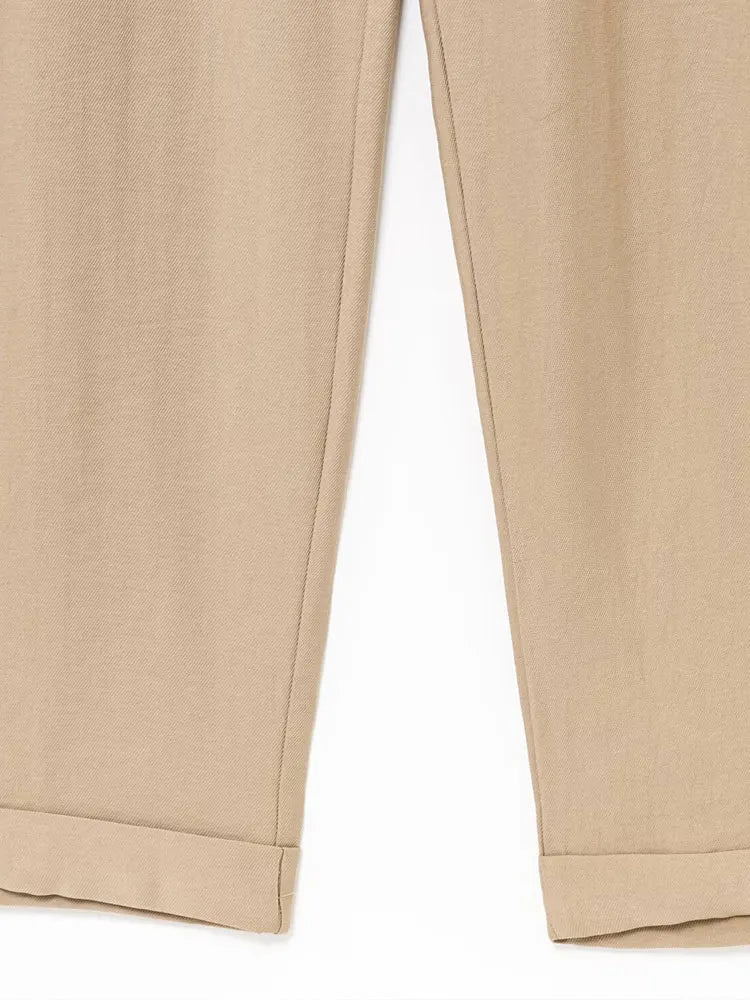 2025 Summer Vintage Casual Chic Women Jumpsuits Solid Sleeveless Belt Wide Leg Bodysuits Fashion Jumpsuit.