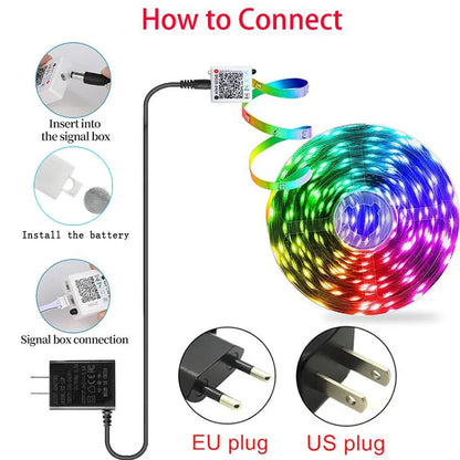 LED-Streifenlichter, 10 m, 20 m, 30 m, Musik-Synchronisierung, RGB-LED-Streifen, Klebeband, Lichter für Zimmer, Zuhause, Party, Dekoration, TV-Hintergrundbeleuchtung, flexibles Band.