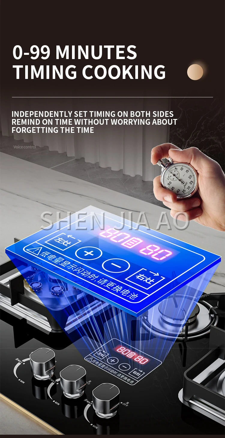 7.2KW Gas Stove Household Three Stove Timing Table Embedded Dual-purpose Natural Gas Liquefied Gas Fire Stove Gas Stove.