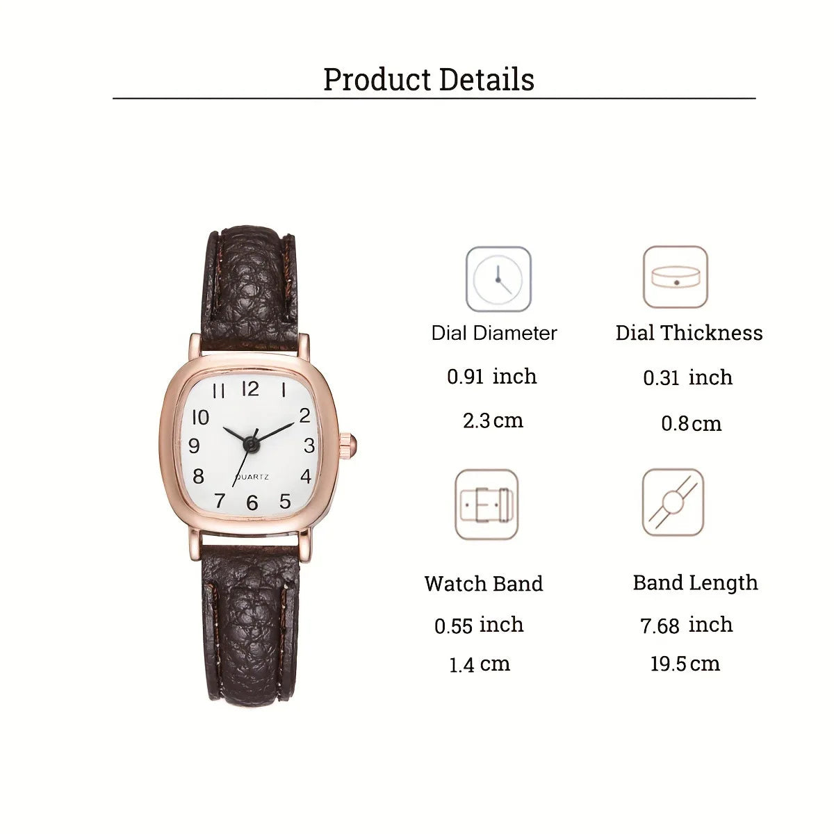Kegllect Square Women Simple Small Dial Student Watches Vintage Belt Quartz Wristwatch.